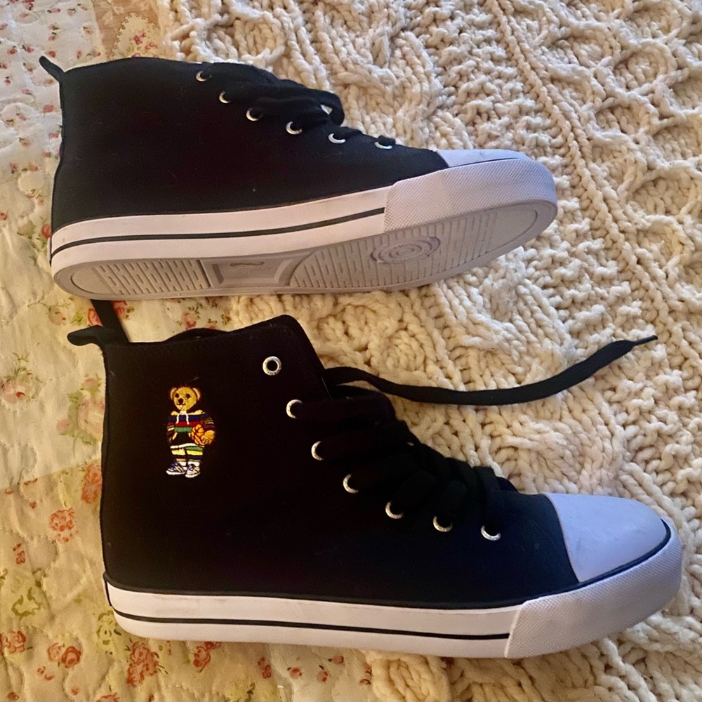 High top black  Polo sneakers. Womens 8/8.5 Men’s 6.5